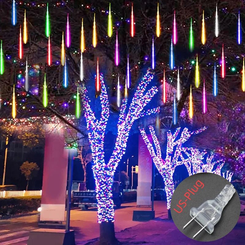 Meteor Shower Solar String Lights – Waterproof LED Outdoor Garden Decoration - Kyrafy