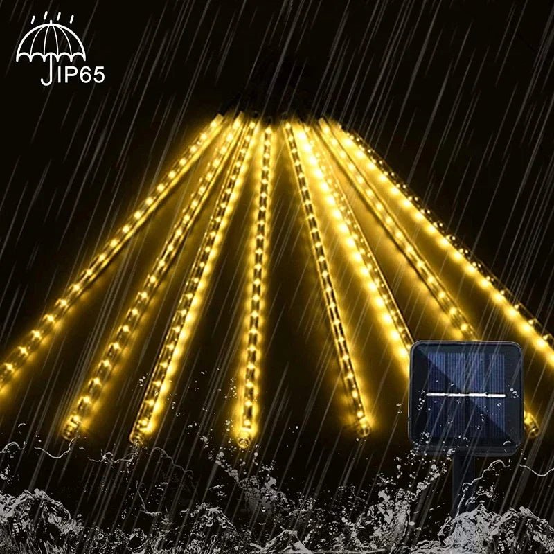 Meteor Shower Solar String Lights – Waterproof LED Outdoor Garden Decoration - Kyrafy