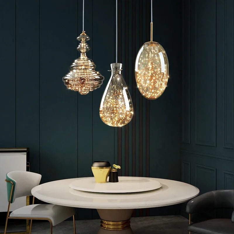 Modern Gold Copper Pendant Light – Elegant LED Ceiling Fixture for Bedroom & Living Room - Kyrafy