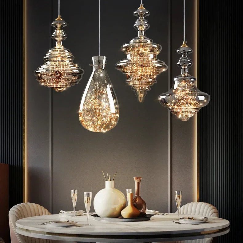 Modern Gold Copper Pendant Light – Elegant LED Ceiling Fixture for Bedroom & Living Room - Kyrafy