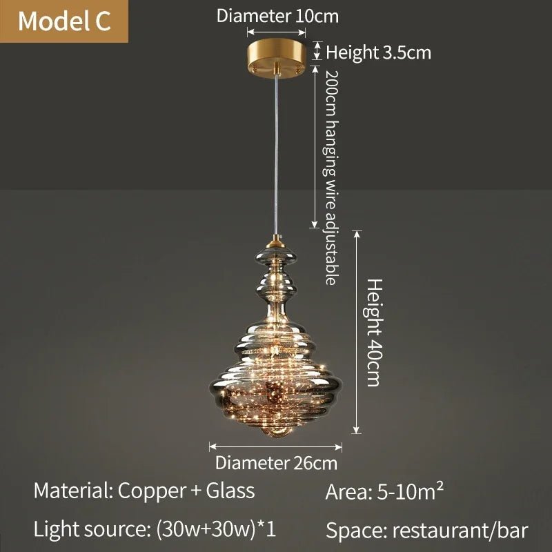 Modern Gold Copper Pendant Light – Elegant LED Ceiling Fixture for Bedroom & Living Room - Kyrafy