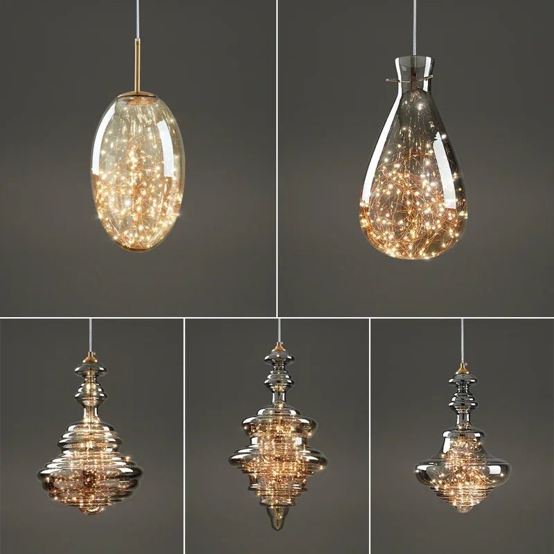Modern Gold Copper Pendant Light – Elegant LED Ceiling Fixture for Bedroom & Living Room - Kyrafy