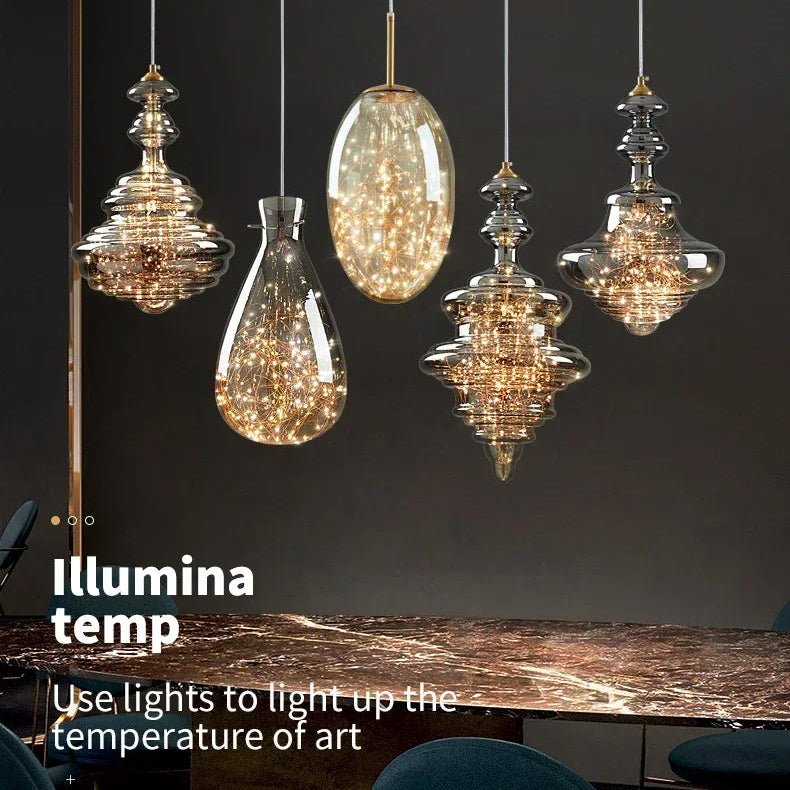 Modern Gold Copper Pendant Light – Elegant LED Ceiling Fixture for Bedroom & Living Room - Kyrafy