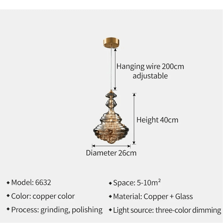 Modern Gold Copper Pendant Light – Elegant LED Ceiling Fixture for Bedroom & Living Room - Kyrafy