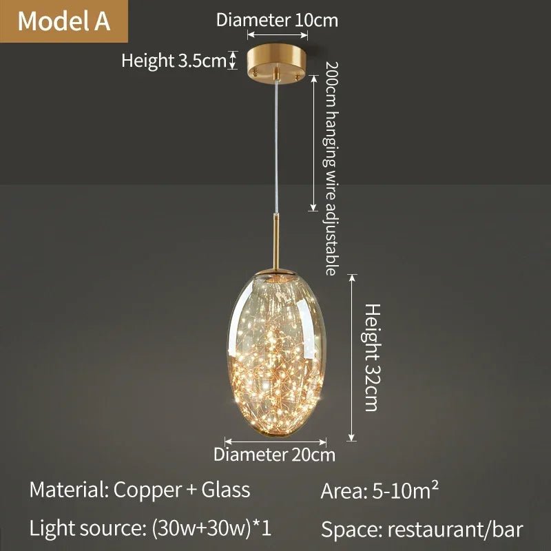 Modern Gold Copper Pendant Light – Elegant LED Ceiling Fixture for Bedroom & Living Room - Kyrafy