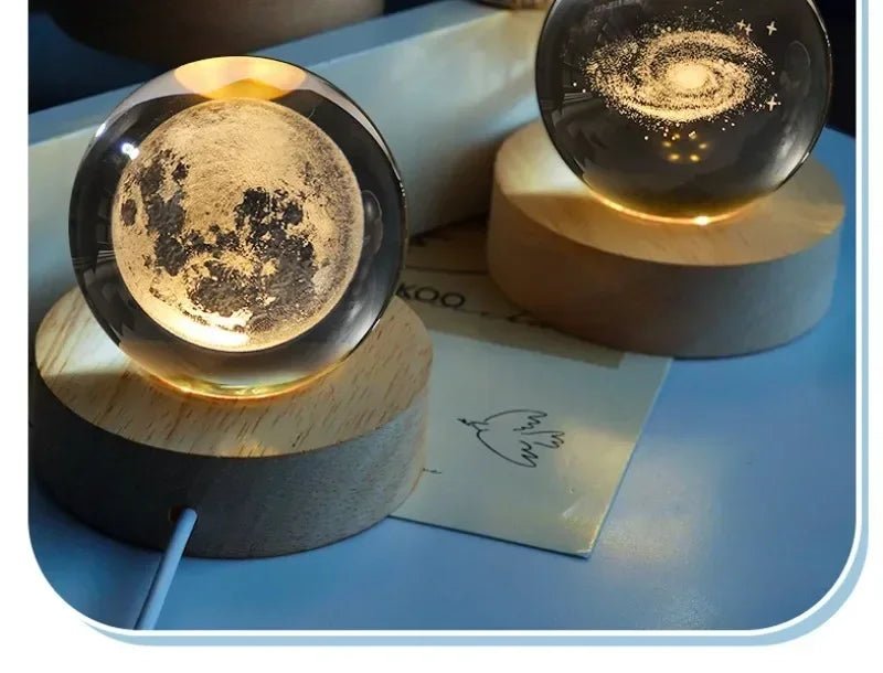 Moon Crystal Sphere Lamp – 3D Galaxy Glass Globe Night Light for Home & Bedroom Décor - Kyrafy