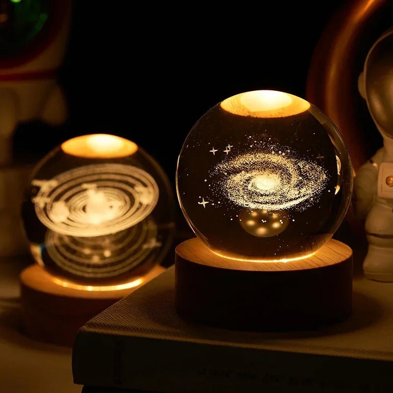 Moon Crystal Sphere Lamp – 3D Galaxy Glass Globe Night Light for Home & Bedroom Décor - Kyrafy