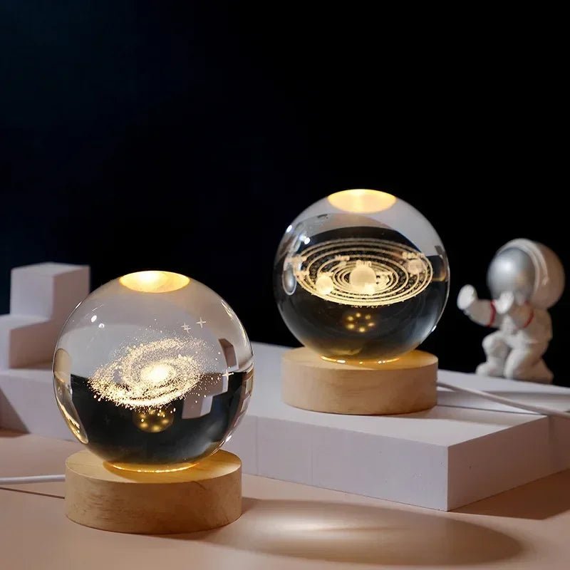 Moon Crystal Sphere Lamp – 3D Galaxy Glass Globe Night Light for Home & Bedroom Décor - Kyrafy