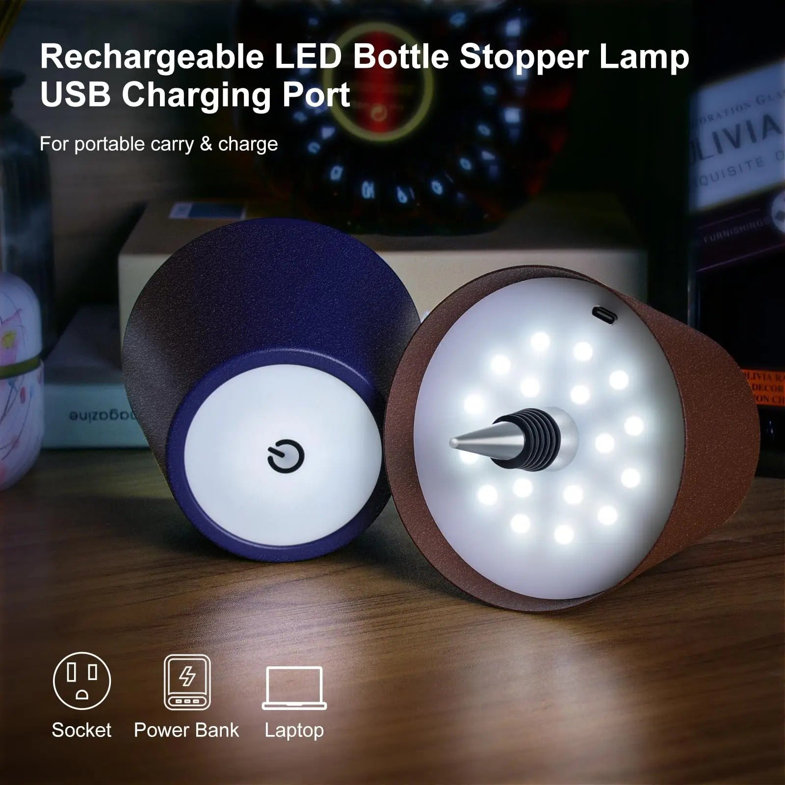 Rechargeable LED Bottle Table Lamp – Touch Control, Dimmable & Portable Light for Home Decor - Kyrafy