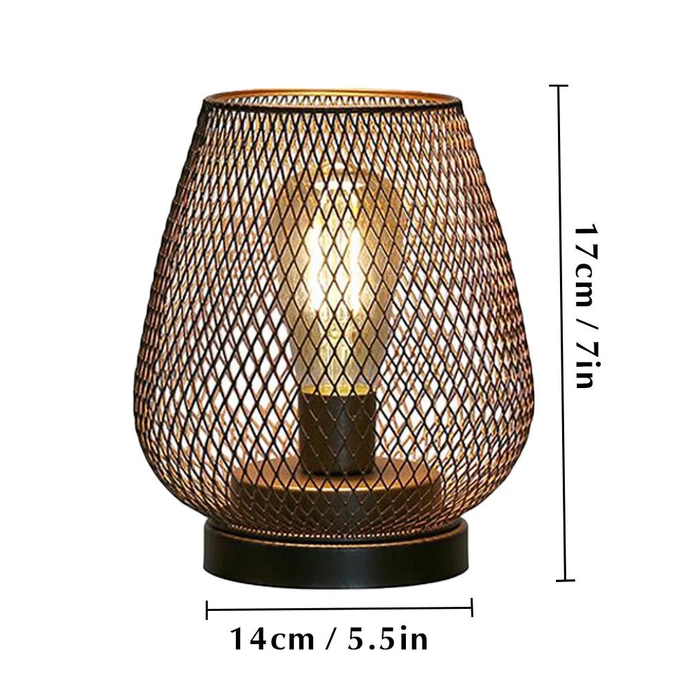 Set of 2 Metal Cage LED Table Lamps | Battery Powered Wireless Lanterns | Indoor & Outdoor Décor - Kyrafy