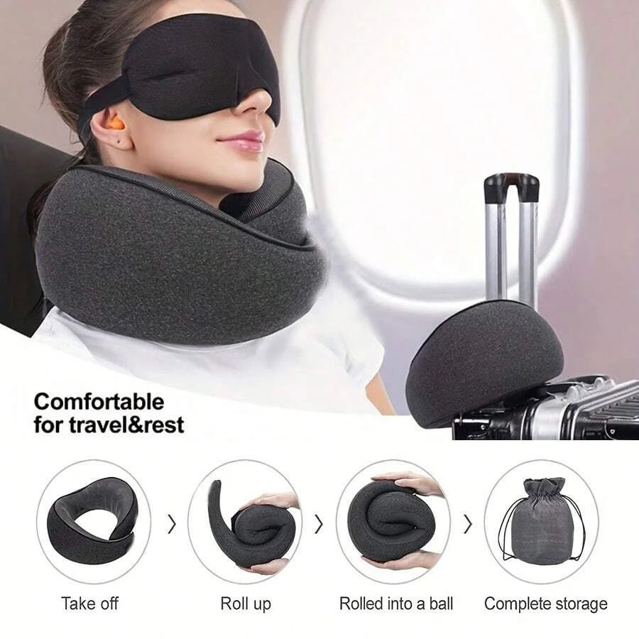 Travel Neck Pillow with Memory Foam – Ergonomic U - Shaped Support & Washable Cover - Kyrafy