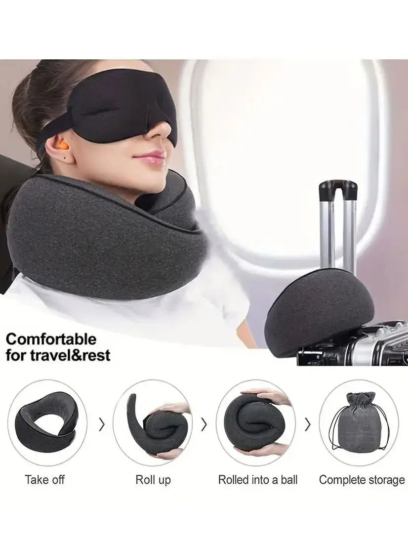 Travel Neck Pillow with Memory Foam – Ergonomic U - Shaped Support & Washable Cover - Kyrafy