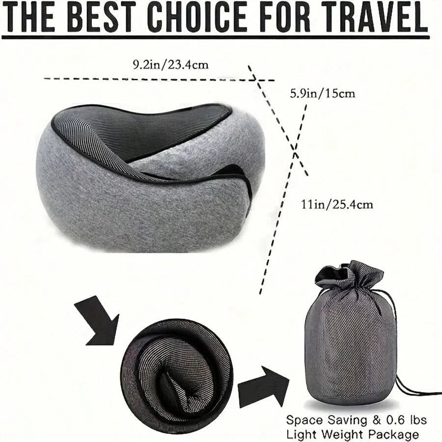Travel Neck Pillow with Memory Foam – Ergonomic U - Shaped Support & Washable Cover - Kyrafy