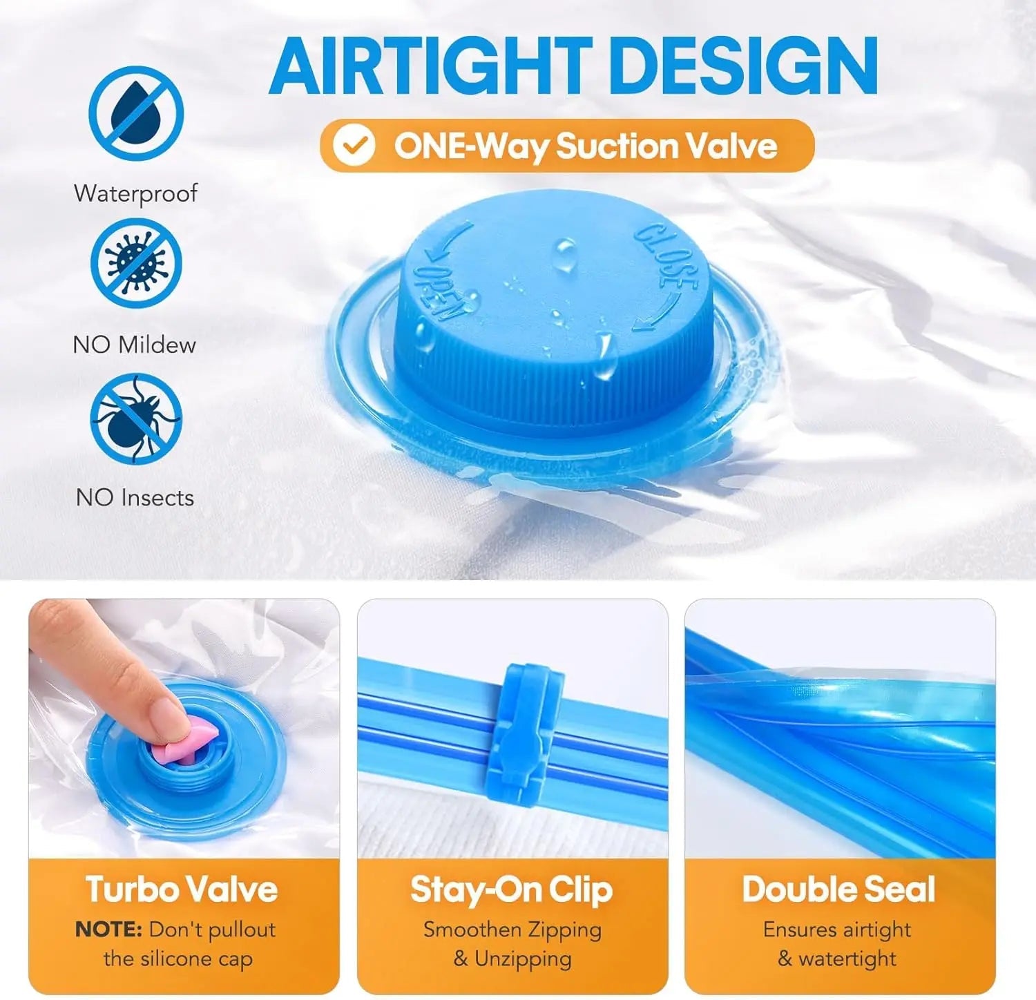 Vacuum Storage Bags Set – 6 - Pack Space Saver with Hand Pump for Clothes, Bedding & Travel Organization - Kyrafy