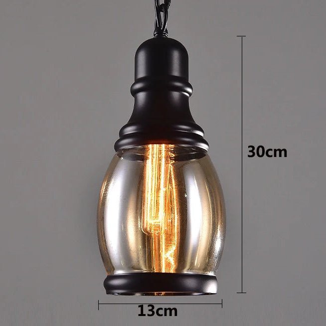 Vintage Amber Glass Pendant Light – Industrial E27 Hanging Lamp for Kitchen, Bar & Café - Kyrafy