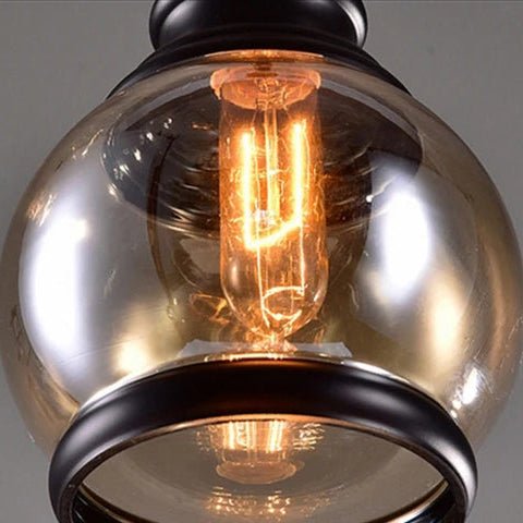 Vintage Amber Glass Pendant Light – Industrial E27 Hanging Lamp for Kitchen, Bar & Café - Kyrafy