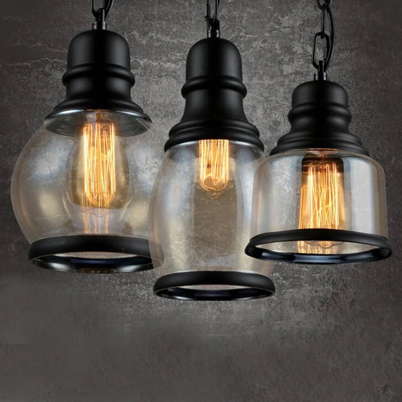 Vintage Amber Glass Pendant Light – Industrial E27 Hanging Lamp for Kitchen, Bar & Café - Kyrafy