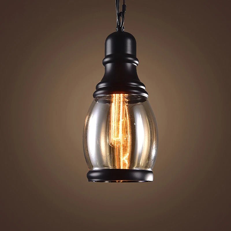 Vintage Amber Glass Pendant Light – Industrial E27 Hanging Lamp for Kitchen, Bar & Café - Kyrafy