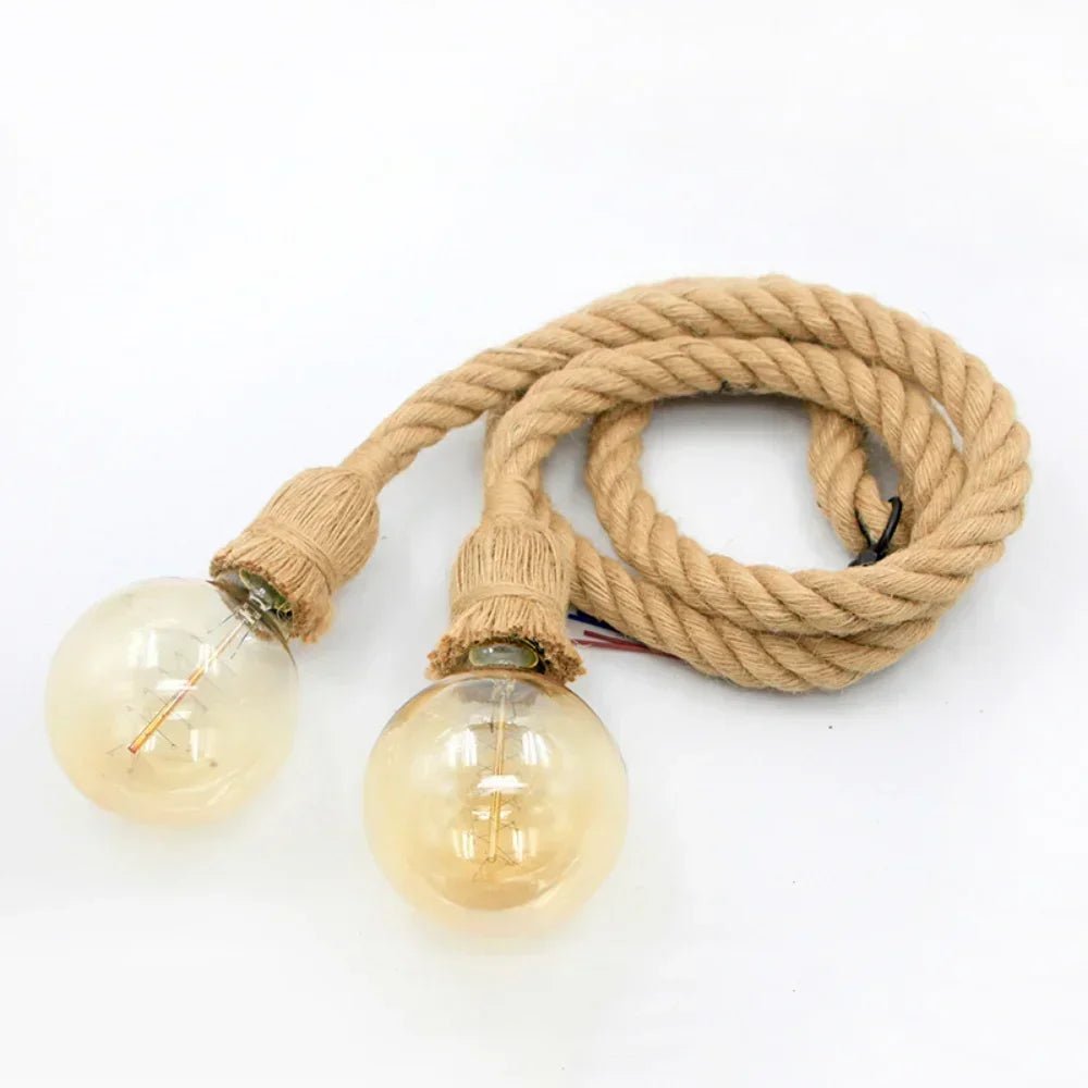 Vintage Twisted Rope Pendant Light - Hand Knitted Hemp for Bedroom & Cafe - Kyrafy