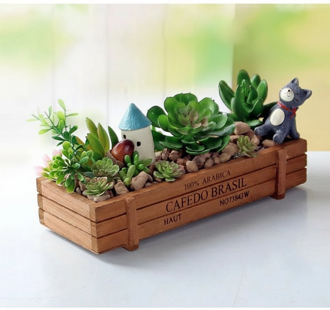 Vintage Wooden Planter Box – Rustic Wood Storage Organizer for Home & Garden Decor - Kyrafy